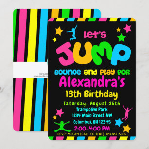 Trampoline Jump Park Party in neonkleuren Kaart