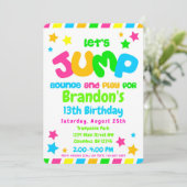 Trampoline Jump Park Party in neonkleuren Kaart (Staand voorkant)