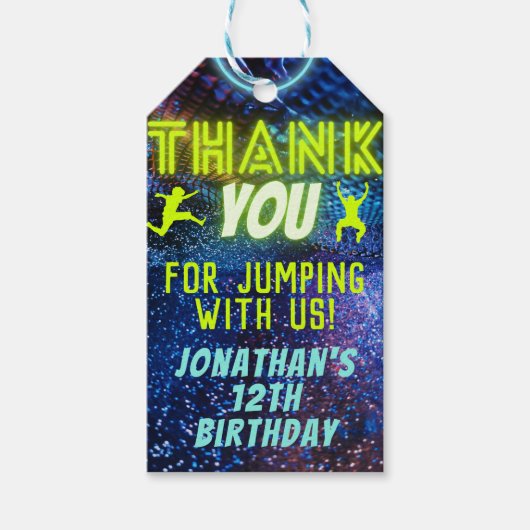 Trampoline Jumping Birthday Party Dank je wel Cadeaulabel (Voorkant)