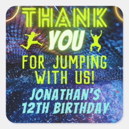 Trampoline Jumping Birthday Party Dank je wel Vierkante Sticker