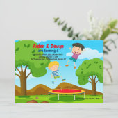 Trampoline Jumping Invitation Kaart (Staand voorkant)