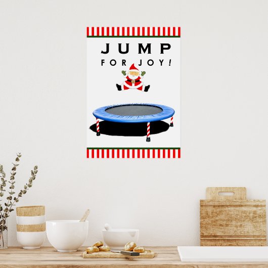 Trampoline Jumping Santa Claus Poster (Keuken)
