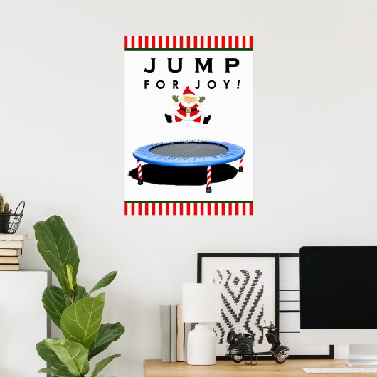 Trampoline Jumping Santa Claus Poster (Thuiskantoor)