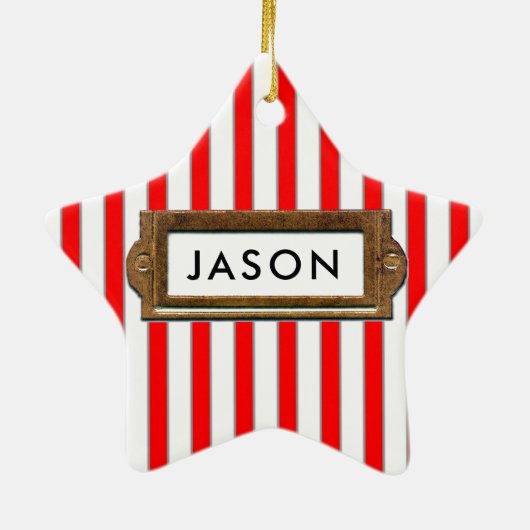 Trampoline kerstcadeau keramisch ornament (Achterkant)