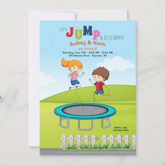 Trampoline Kids Verjaardagsfeest Kaart (Voorkant)