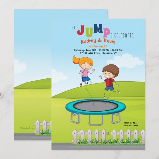 Trampoline Kids Verjaardagsfeest Kaart (Voorkant / Achterkant)