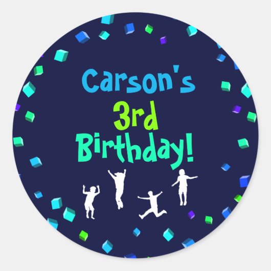 Trampoline of Bounce Party Cupcake Topper Ronde Sticker (Voorkant)