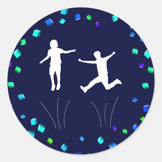 Trampoline of Bounce Party Cupcake Topper Ronde Sticker (Voorkant)