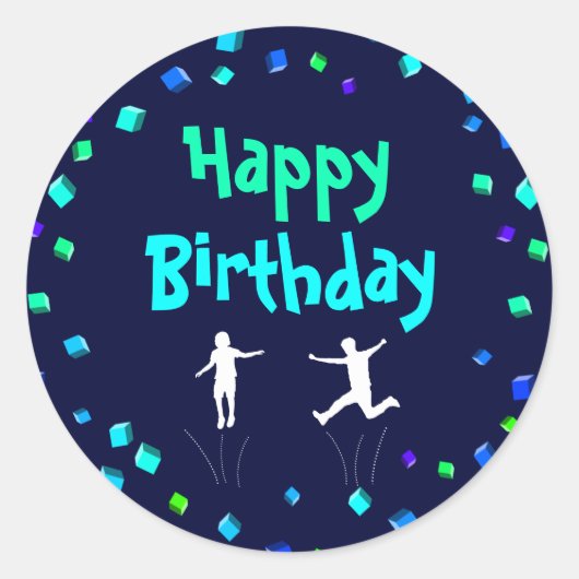 Trampoline of Bounce Party Cupcake Topper Ronde Sticker (Voorkant)