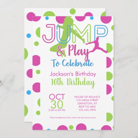 Trampoline Park Birthday Kaart (Voorkant / Achterkant)