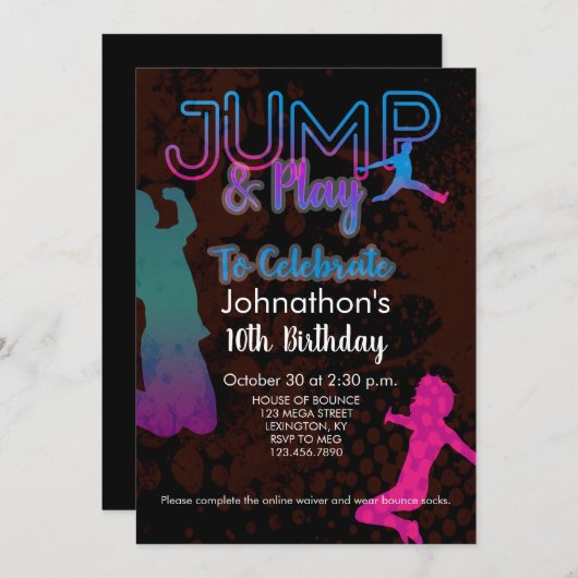 Trampoline Park Birthday Kaart (Voorkant / Achterkant)