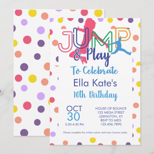 Trampoline Park Birthday Kaart (Voorkant / Achterkant)