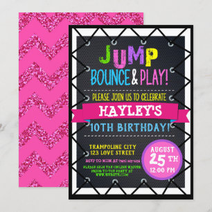 Trampoline Park Bounce Party Girls Colorful Kaart