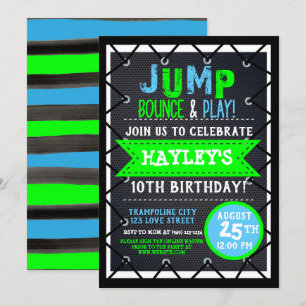Trampoline Park Bounce Party Neon Colours Summer Kaart