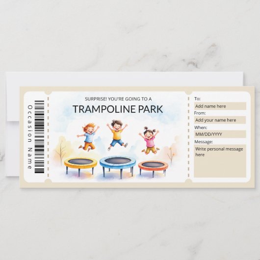 Trampoline Park Gift Certificate Template Kaart (Voorkant)