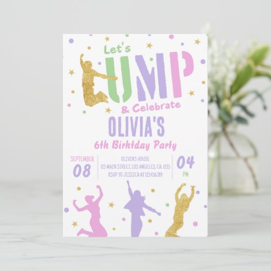 Trampoline Park Jump Birthday Party Kaart (Staand voorkant)