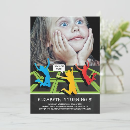 Trampoline Park Kinderen van Birthday Foto Kaart (Staand voorkant)