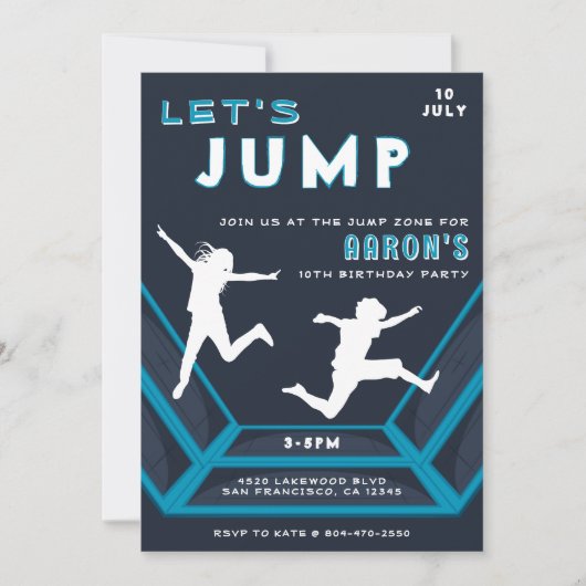 Trampoline Park Laten we springen Blue verjaardags Kaart (Voorkant)