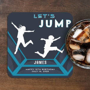 Trampoline Park Laten we springen Blue verjaardags Kartonnen Onderzetters