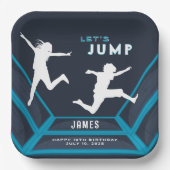 Trampoline Park Laten we springen Blue verjaardags Papieren Bordje (Voorkant)
