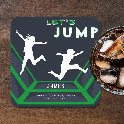 Trampoline Park - Laten we springen groene verjaar Kartonnen Onderzetters