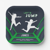 Trampoline Park - Laten we springen groene verjaar Papieren Bordje (Voorkant)