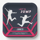 Trampoline Park - Laten we springen rode verjaarda Papieren Bordje (Voorkant)