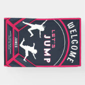 Trampoline Park - Laten we springen rode verjaarda Spandoek (Horizontaal)