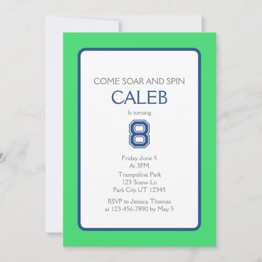 Trampoline Park Soar and Spin Birthday Kaart (Voorkant)