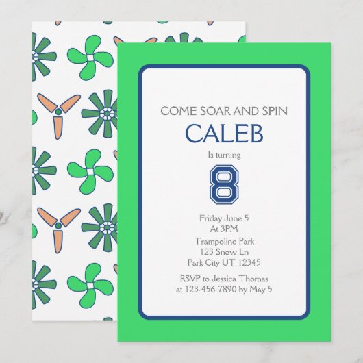 Trampoline Park Soar and Spin Birthday Kaart (Voorkant / Achterkant)