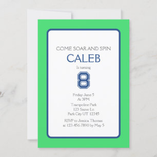Trampoline Park Soar and Spin Birthday Kaart