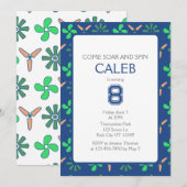 Trampoline Park Soar en Spin Blue Birthday Kaart (Voorkant / Achterkant)