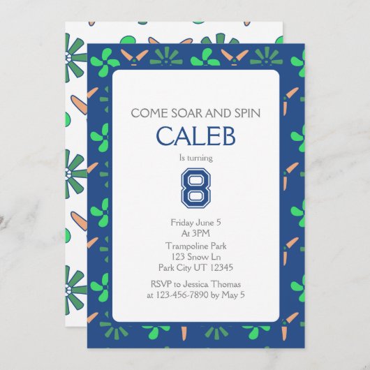 Trampoline Park Soar en Spin Blue Birthday Kaart (Voorkant / Achterkant)