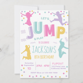Trampoline Park Verjaardag Uitnodiging Jump Invite