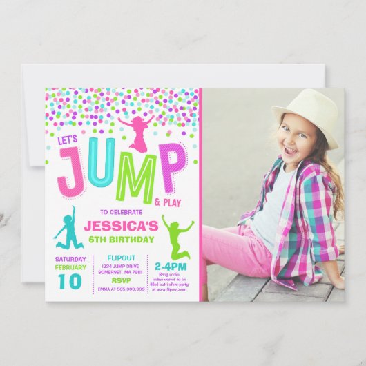 Trampoline Partij bij de uitnodigingen van de Jump (Voorkant)