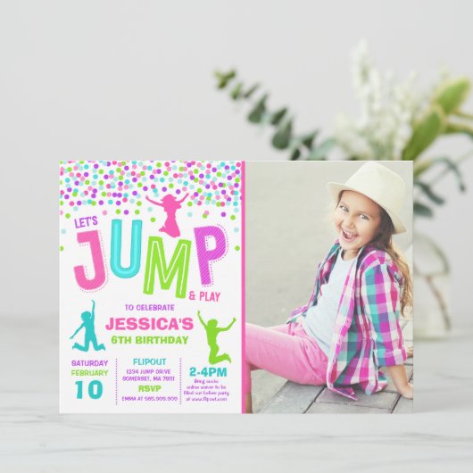 Trampoline Partij bij de uitnodigingen van de Jump (Staand voorkant)