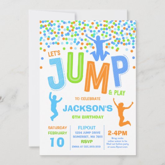 Trampoline Partij bij de uitnodigingen van de Jump (Voorkant)