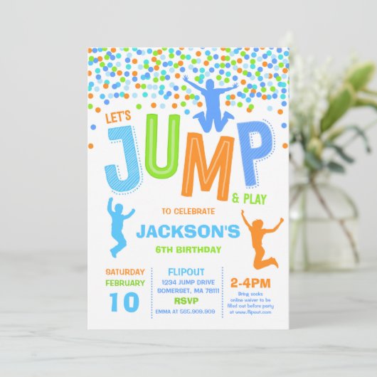 Trampoline Partij bij de uitnodigingen van de Jump (Staand voorkant)