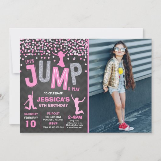 Trampoline Partij bij de uitnodigingen van de Jump (Voorkant)