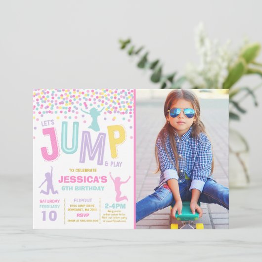 Trampoline Partij bij de uitnodigingen van de Jump (Staand voorkant)