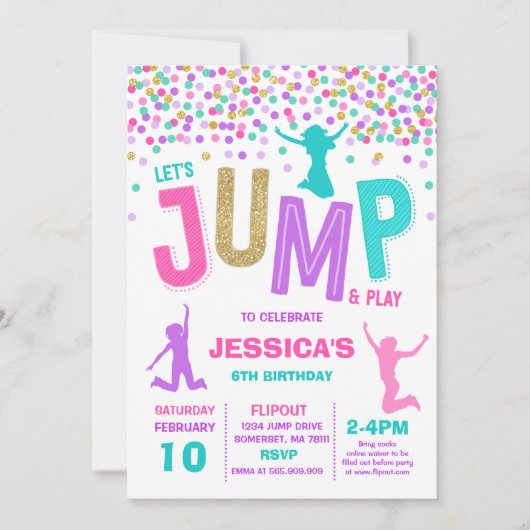 Trampoline Partij bij de uitnodigingen van de Jump (Voorkant)