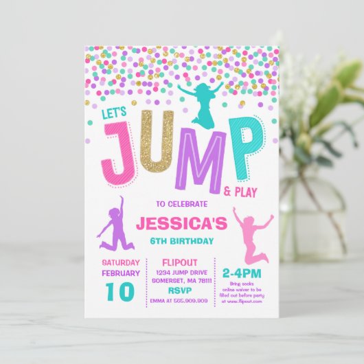 Trampoline Partij bij de uitnodigingen van de Jump (Staand voorkant)