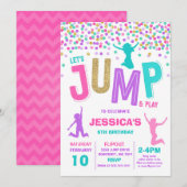 Trampoline Partij bij de uitnodigingen van de Jump (Voorkant / Achterkant)