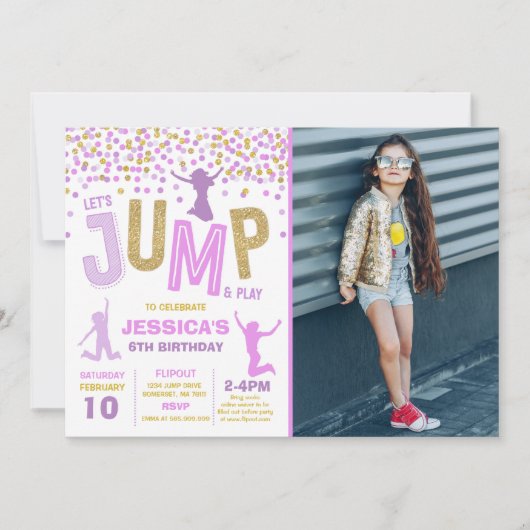Trampoline Partij bij de uitnodigingen van de Jump (Voorkant)