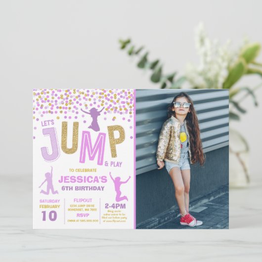 Trampoline Partij bij de uitnodigingen van de Jump (Staand voorkant)