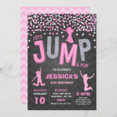 Trampoline Partij bij de uitnodigingen van de Jump (Voorkant / Achterkant)