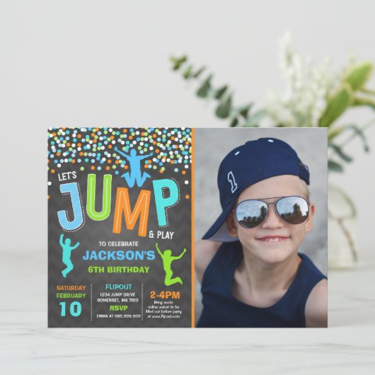 Trampoline Partij bij de uitnodigingen van de Jump (Staand voorkant)