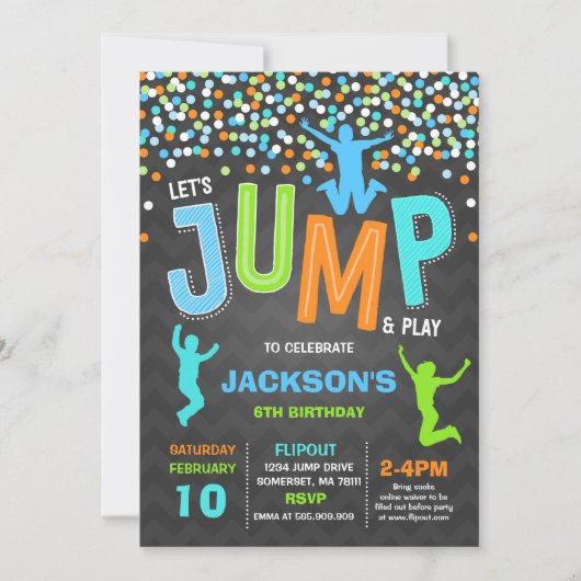 Trampoline Partij bij de uitnodigingen van de Jump (Voorkant)