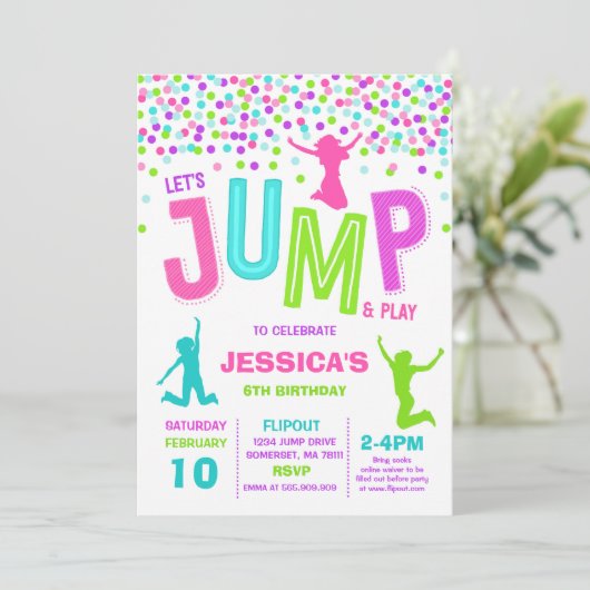 Trampoline Partij bij de uitnodigingen van de Jump (Staand voorkant)