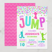 Trampoline Partij bij de uitnodigingen van de Jump (Voorkant / Achterkant)